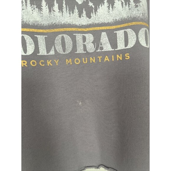 Hollister Colorado Rocky Mountains Cropped Sweatshirt Medium Raw Hem Cozy Soft - Picture 3 of 4